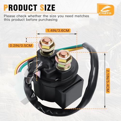 Cyleto GY6 Starter Solenoid Relay for 4-Stroke 110cc 150cc 50cc 125cc 200cc 250cc 70cc 90cc ATV 4 Wheel Scooter Go Kart Quad Moped Dirt Pit Bike Moped Roketa SSR Taotao Sunl Coolster - Image 2