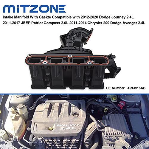 MITZONE Intake Manifold With Gaskte Compatible with 2012-2020 Dodge Journey 2.4L 2011-2017 JEEP Patriot Compass 2.0L 2011-2014 Chrysler 200 Dodge Avenger 2.4L - Image 2