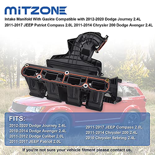 MITZONE Intake Manifold With Gaskte Compatible with 2012-2020 Dodge Journey 2.4L 2011-2017 JEEP Patriot Compass 2.0L 2011-2014 Chrysler 200 Dodge Avenger 2.4L - Image 3