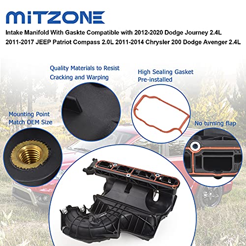 MITZONE Intake Manifold With Gaskte Compatible with 2012-2020 Dodge Journey 2.4L 2011-2017 JEEP Patriot Compass 2.0L 2011-2014 Chrysler 200 Dodge Avenger 2.4L - Image 5