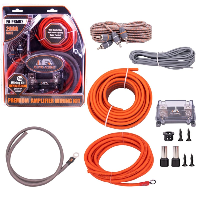 Elite Audio EA-PRMK2 Premium 4 Gauge Amplifier Wiring Kit - 2000W Max Power - Image 1