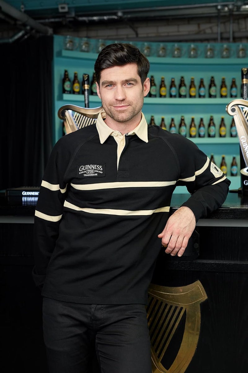 GUINNESS قميص رجبي تقليدي أسود وكريمي بأكمام طويلة، بضائع رسمية، قميص أسود، مقاس صغير للرجال حتى 4X-كبير - Image 4