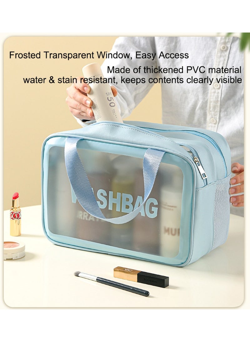 2PCS Wet Dry Separation Toiletry Bag, Waterproof Transparent PVC Cosmetic Makeup Bag, Portable Travel Organizer with Handle for Skincare & Cosmetics - Image 4