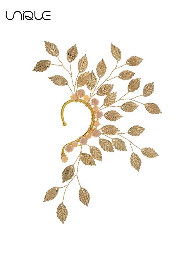 يونيك 1 قطعة خطافات أذن - خطافات أذن أوراق ذهبية - مشابك أذن مثقوبة باللؤلؤ - صناعة يدوية - أنيقة وبسيطة - مناسبة لحفلة موسيقية تأثيري - هدايا - Image 1