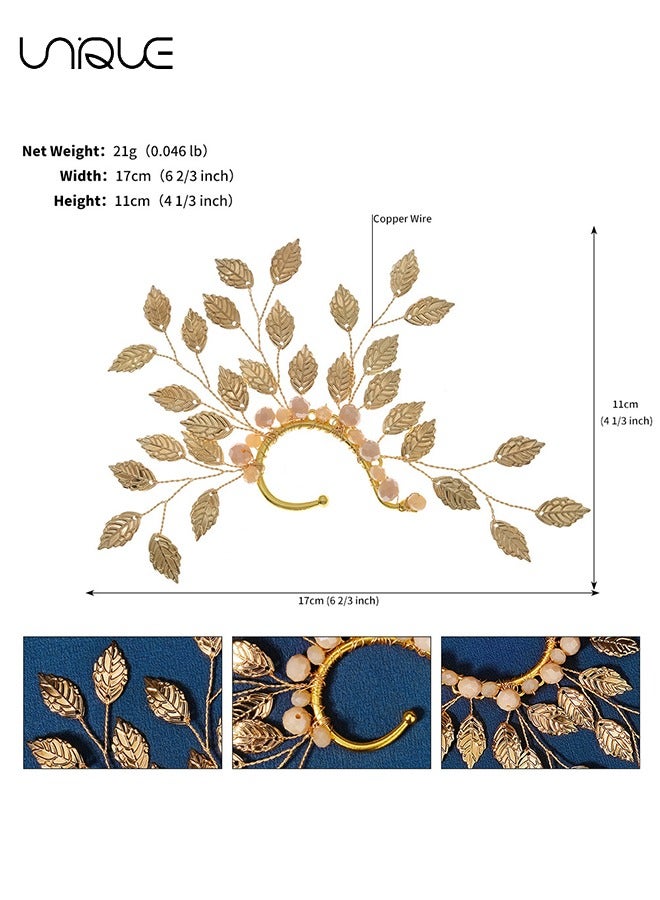 يونيك 1 قطعة خطافات أذن - خطافات أذن أوراق ذهبية - مشابك أذن مثقوبة باللؤلؤ - صناعة يدوية - أنيقة وبسيطة - مناسبة لحفلة موسيقية تأثيري - هدايا - Image 2