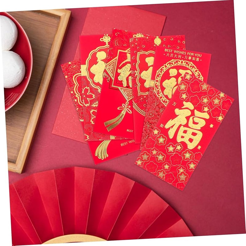 36 قطعة من مغلفات السنة الصينية الجديدة الحمراء، جيوب نقود الحظ التقليدية بتصميم متين - Image 5