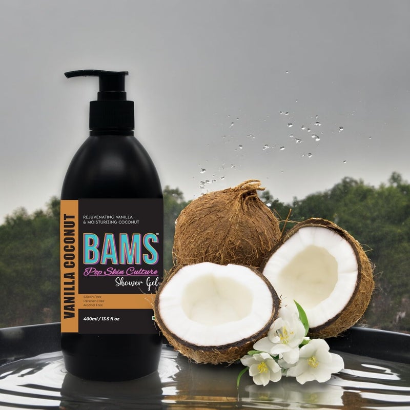 BAMS Shower Gel  Body Lotion Combo Pack 400ml each  Complete Body Care Solution Vanilla Coconut Shower Gel  Vanilla Olive Oil with Vitamin E Body Lotion 400 ml - Image 4
