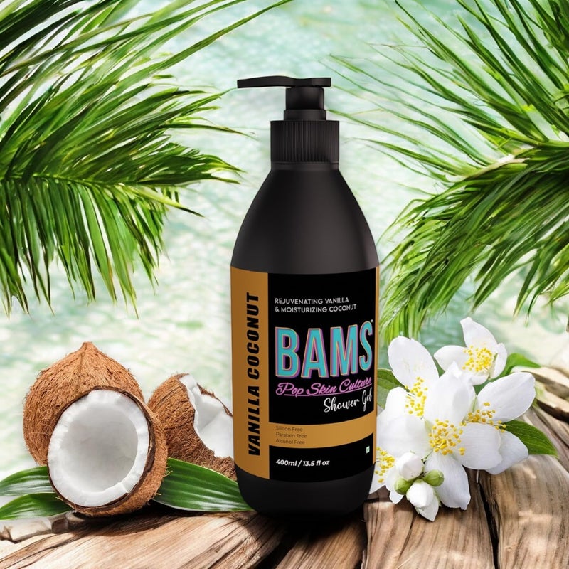 BAMS Shower Gel  Body Lotion Combo Pack 400ml each  Complete Body Care Solution Vanilla Coconut Shower Gel  Vanilla Olive Oil with Vitamin E Body Lotion 400 ml - Image 2