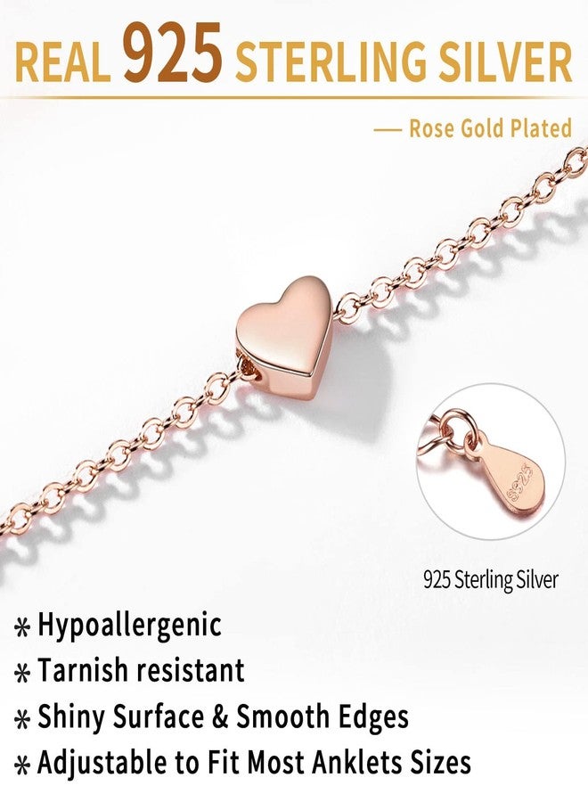 ChicSilver Anklet Bracelets for Women Hypoallergenic Rose Gold Plated Heart Anklets for Women - Image 5