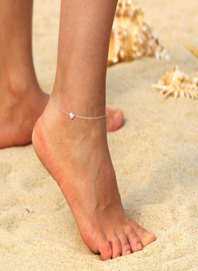 ChicSilver Anklet Bracelets for Women Hypoallergenic Rose Gold Plated Heart Anklets for Women - Image 3
