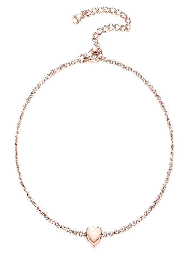 ChicSilver Anklet Bracelets for Women Hypoallergenic Rose Gold Plated Heart Anklets for Women - Image 1