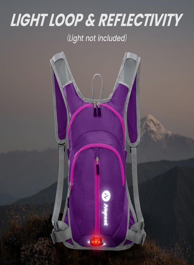 Nepest Hydration Pack Backpack with 2L Water Bladder, Lightweight Water Backpack for Hiking, Running, Biking, Purple - Image 5