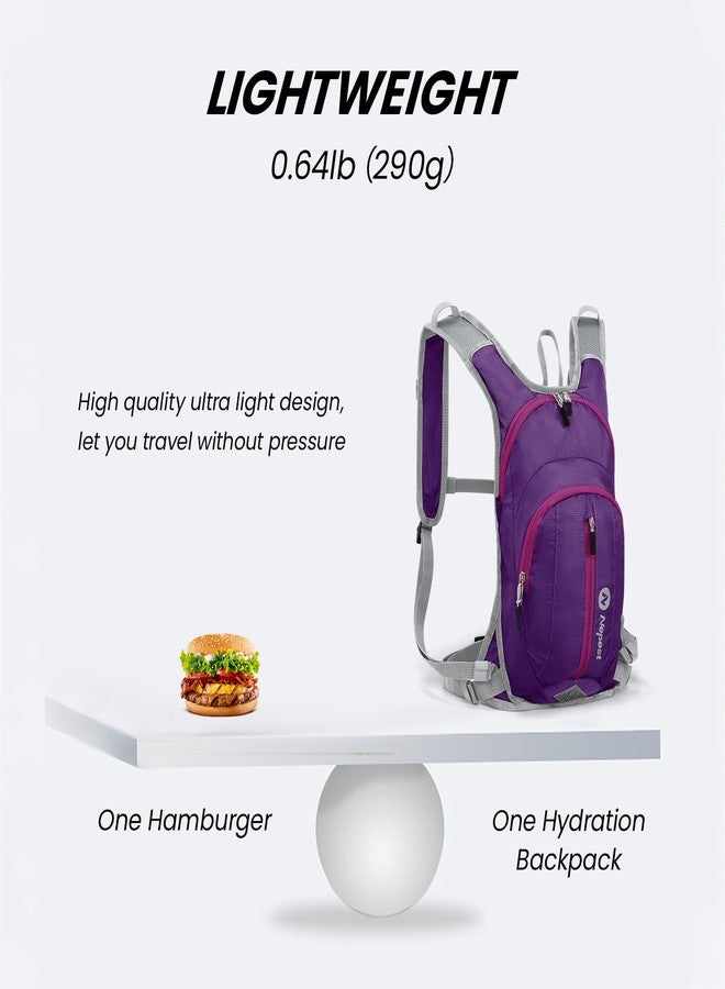 Nepest Hydration Pack Backpack with 2L Water Bladder, Lightweight Water Backpack for Hiking, Running, Biking, Purple - Image 4