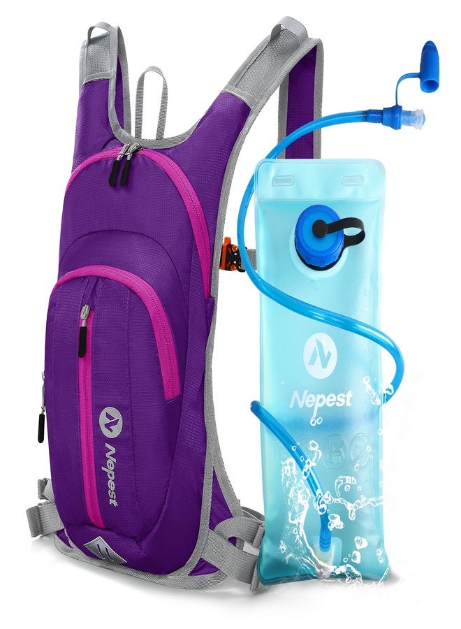 Nepest Hydration Pack Backpack with 2L Water Bladder, Lightweight Water Backpack for Hiking, Running, Biking, Purple - Image 1