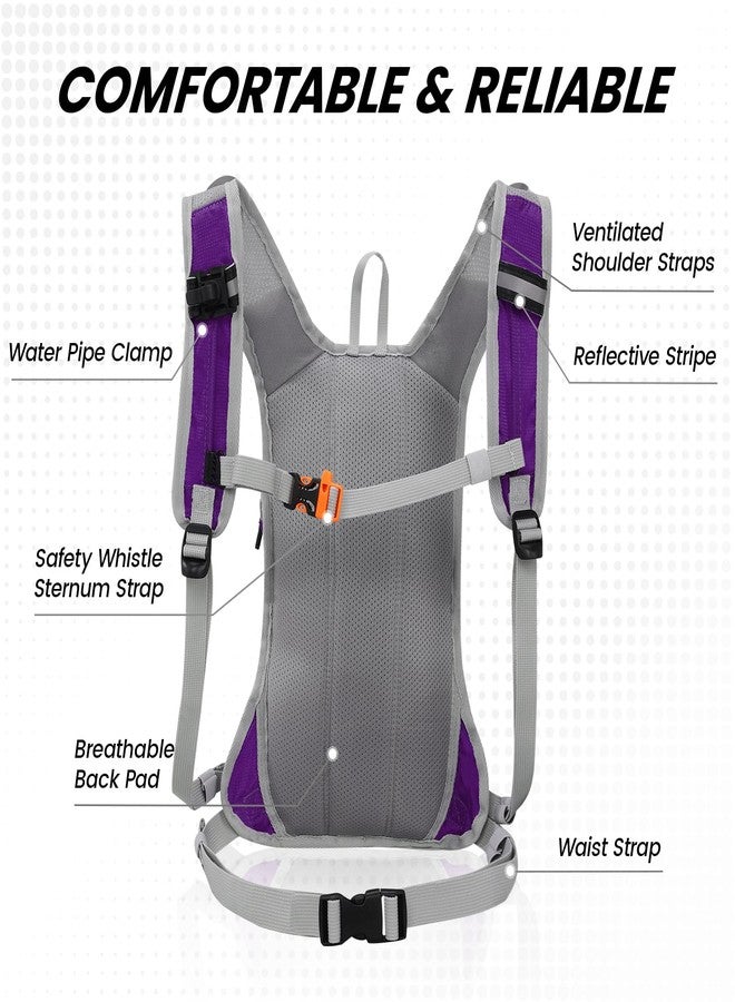 Nepest Hydration Pack Backpack with 2L Water Bladder, Lightweight Water Backpack for Hiking, Running, Biking, Purple - Image 3