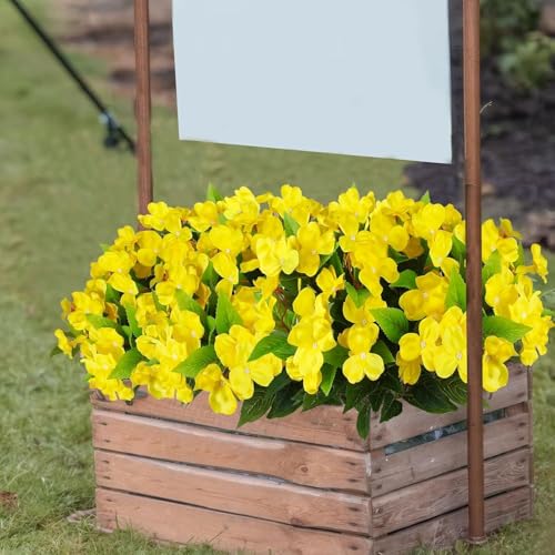 Fox & Fern Artificial Silk Impatiens Flower Bouquet | UV Resistant Plant for Home, Office, Wedding Decor GAAFIM-38Y (Pack of 1) (Yellow) - Image 3