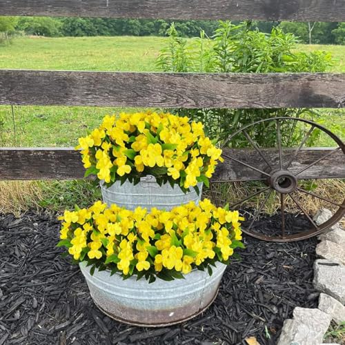 Fox & Fern Artificial Silk Impatiens Flower Bouquet | UV Resistant Plant for Home, Office, Wedding Decor GAAFIM-38Y (Pack of 1) (Yellow) - Image 5