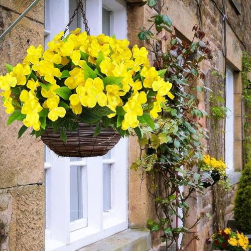 Fox & Fern Artificial Silk Impatiens Flower Bouquet | UV Resistant Plant for Home, Office, Wedding Decor GAAFIM-38Y (Pack of 1) (Yellow) - Image 4