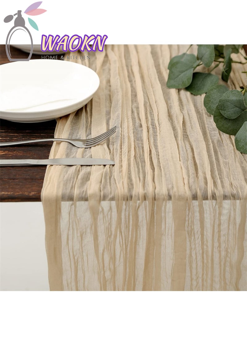 WAOKN 1 Piece Polyester Table Cloth Atmospheric Folding Bali Table Runner Elegant Beige Burlap Table Runner Holiday Table Decoration Art Table Runner Home Decoration Pottery Decoration 