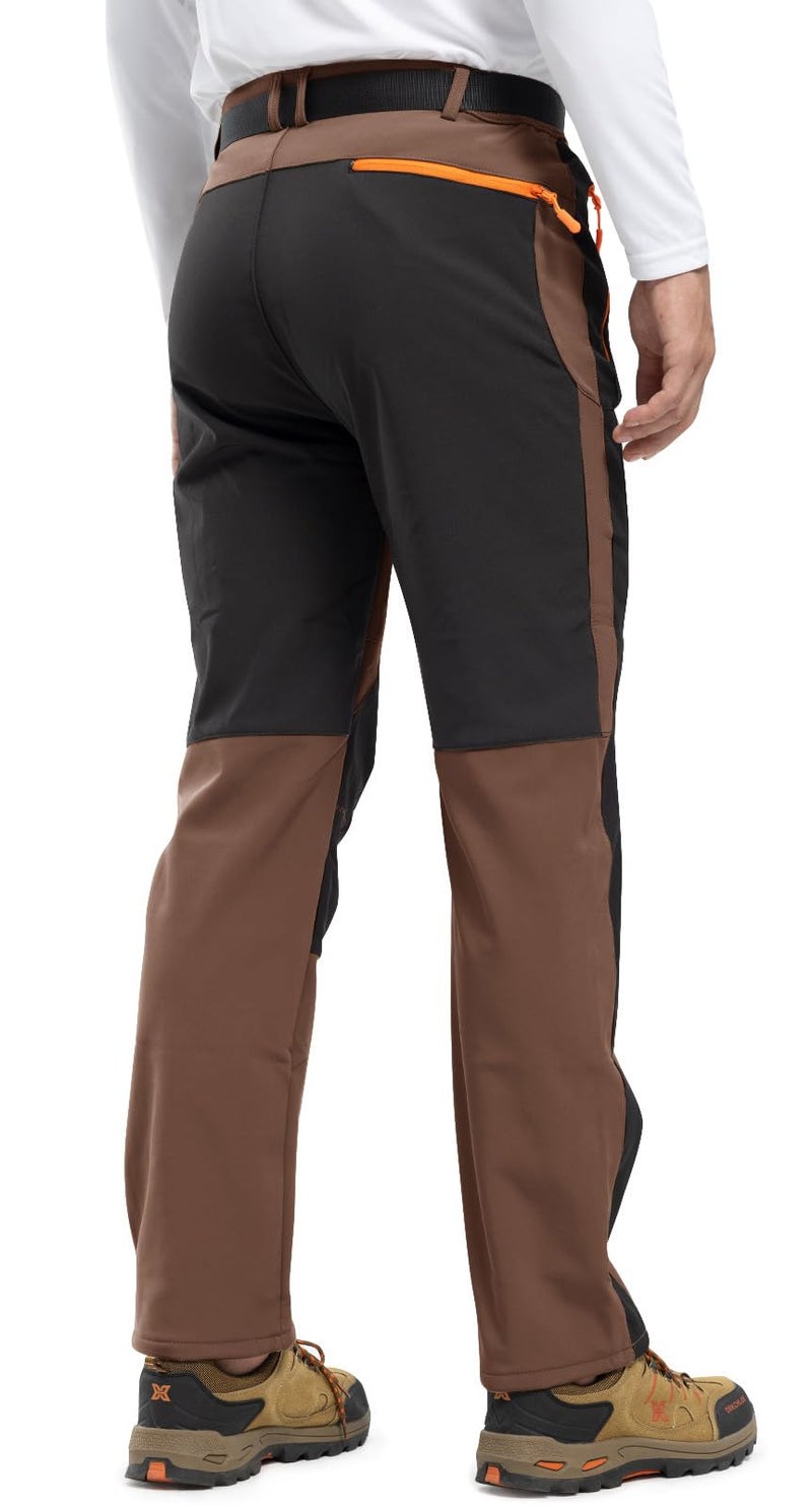Rdruko Men's Snow Ski Pants Waterproof Insulated Winter Hiking Snowboard Fleece Thermal Snowpants with Belt(Brown,US M) - Image 5