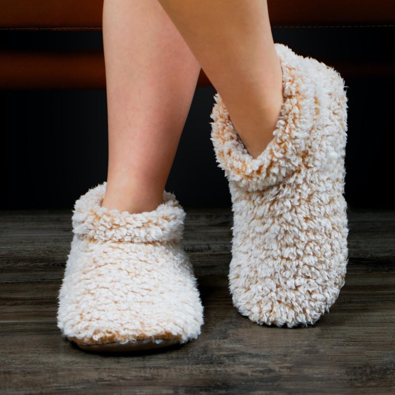 Cozylook Fuzzy Slippers for Women Indoor, Warm Bedroom Slip On Shoes, Winter Fluffy House Socks with Grippers, Cozy Christmas Gifts Unique, Adult Size 9-10 Taupe - Image 2