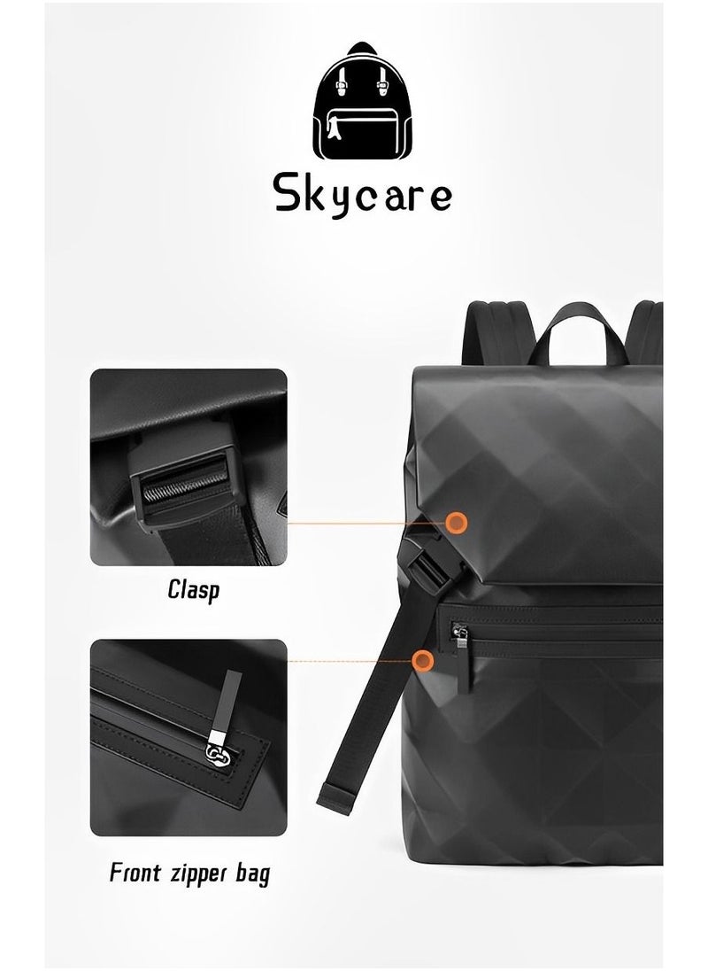 Skycare - Skycare Fashionable Diamond Pattern Backpack for Men, 15.6-inch Business Commute, Large Capacity Travel Computer Backpack - Image 1