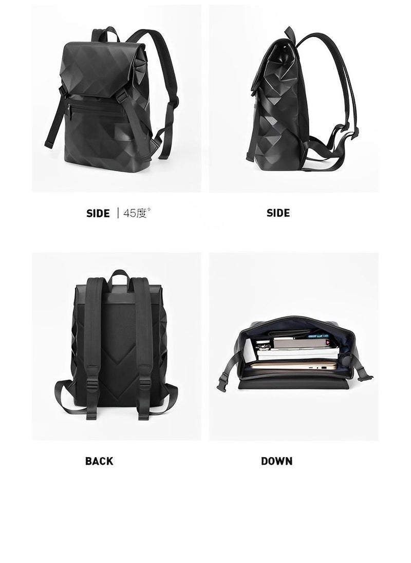 Skycare - Skycare Fashionable Diamond Pattern Backpack for Men, 15.6-inch Business Commute, Large Capacity Travel Computer Backpack - Image 1