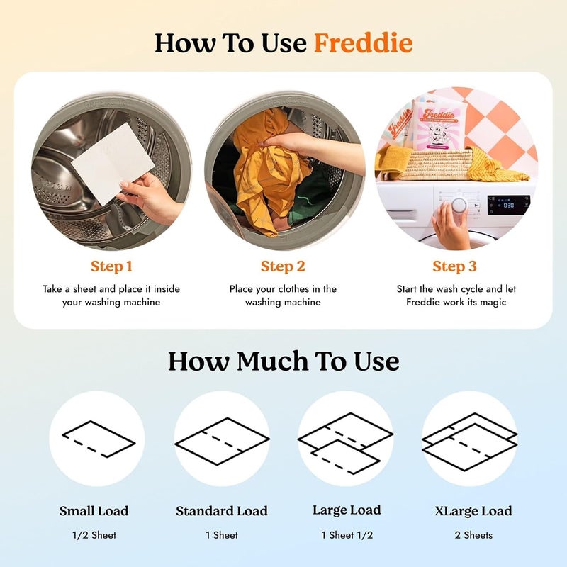 Freddie Low-Waste Laundry Detergent Sheets – Jug Free Format – Pre-Measured Strips – 60 Loads – Unscented for Sensitive Skin - Image 5