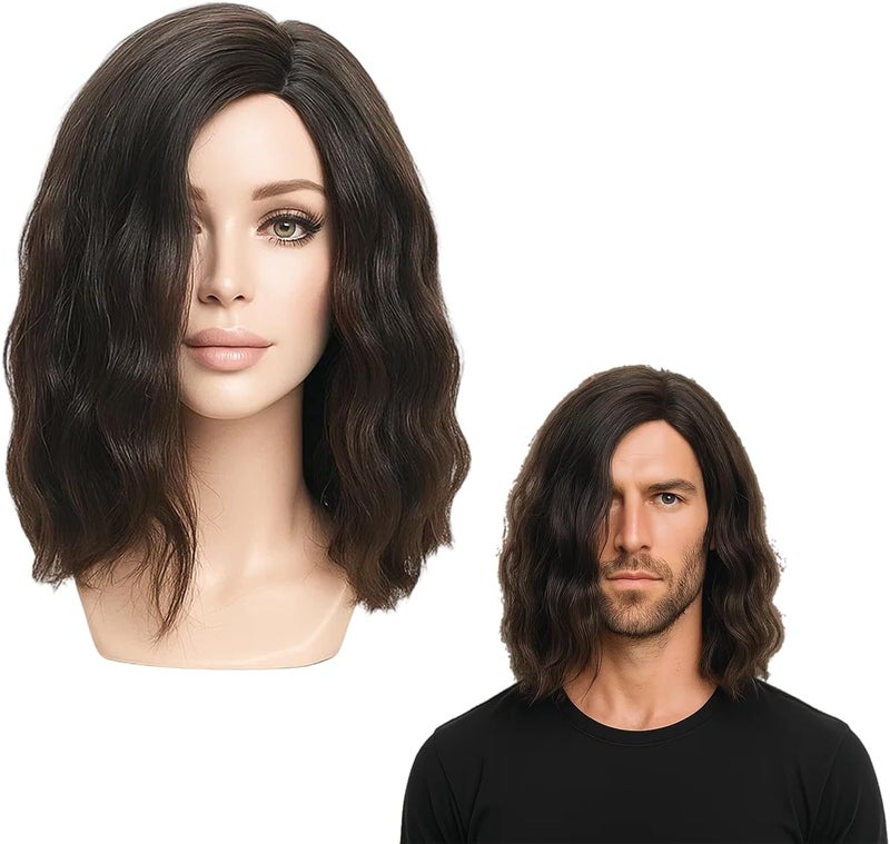 Black Wig Men Long Black Wig for Men Natural Looking Mens for Cosplay Halloween and Daily Fashion 200g 40cm