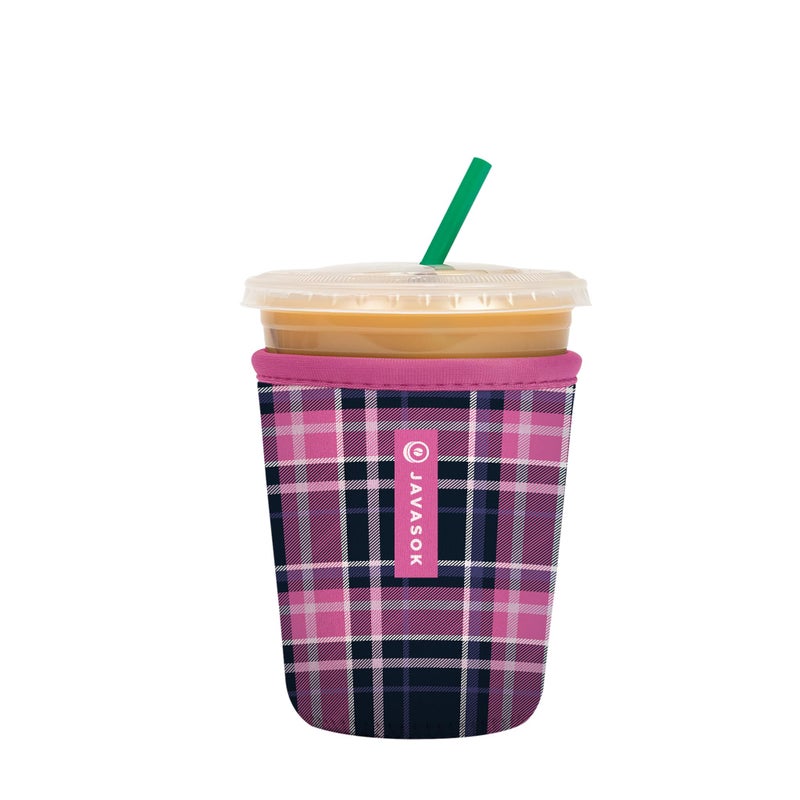 Sok It Java Sok Iced Coffee & Cold Soda Insulated Neoprene Cup Sleeve (Berry Plaid  Small: 16-20oz) - Image 1