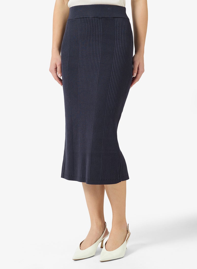 جس تنورة ميدي ضيقة بنسيج مضلع - Image 1