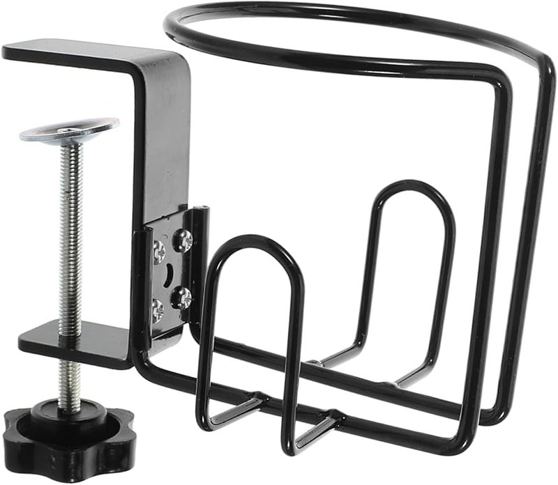 Sturdy Metal Cup Holder Clamp For Bottles Mugs Large Desk Space Saving Design - Image 1