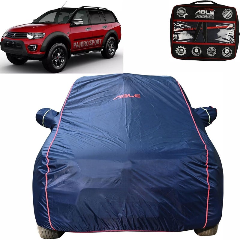 ABLE غطاء جسم السيارة القابل للطي باللون الأزرق من سلسلة WR مع جيوب للمرايا وسحاب باب السائق متوافق مع ميتسوبيشي باجيرو سبورت (من 2020 حتى الآن) - Image 1