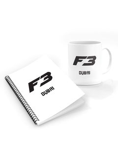 Stylizedd Designer Printed Coffee Mug + A5 Spiral Notebook Memo Notepad Journal Personalised Combo Gift Set - Faz3 Dubai White  - Image 1