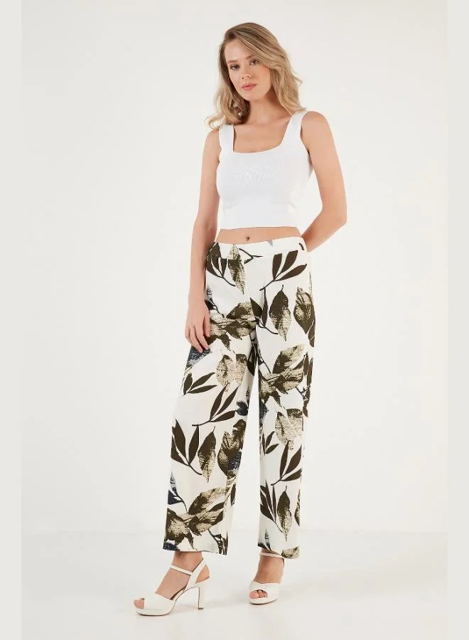 Lela Lela Patterned Elastic Waist Wide Leg Trousers Women's TROUSERS 5869018