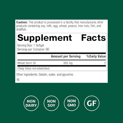 standard_process_inc Standard Process Wheat Germ Oil Supports Antioxidant Activity Immune Health Supports Exercise Activity Body Health Cellular Function GlutenFree NonDairy NonSoy 60 Softgels - Image 5