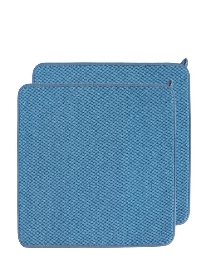 WINDAWNKE 2 Pack Dish Drying Mat Absorbent Microfiber Dish Drainer Mats for Kitchen Counter, 20 x 15 Inch Mats for Drying Dishes, Blue - Image 1
