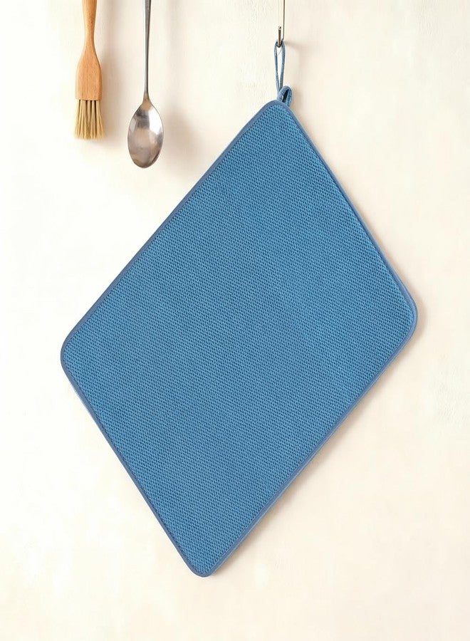 WINDAWNKE 2 Pack Dish Drying Mat Absorbent Microfiber Dish Drainer Mats for Kitchen Counter, 20 x 15 Inch Mats for Drying Dishes, Blue - Image 4