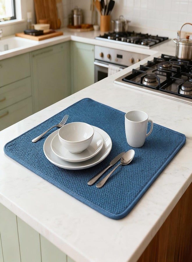 WINDAWNKE 2 Pack Dish Drying Mat Absorbent Microfiber Dish Drainer Mats for Kitchen Counter, 20 x 15 Inch Mats for Drying Dishes, Blue - Image 5