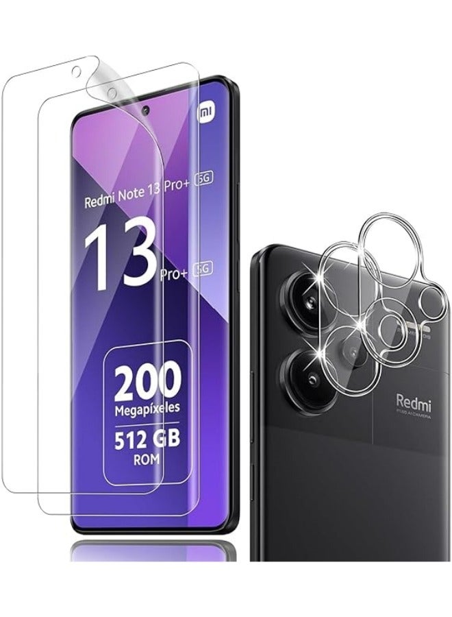 Compatible with Redmi Note 13 Pro Plus 【2+2 Pack】 TPU Flexible Screen Protector + Camera Lens Protector,9H Hardness HD Anti-Scratch Tempered Glass Bubble Free - Image 1