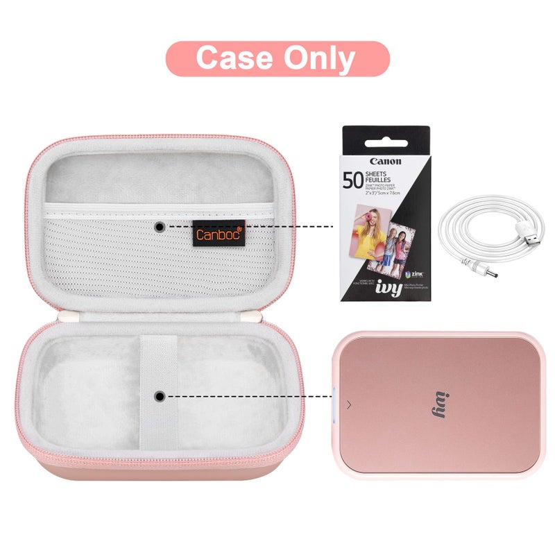 Canboc Hard Case for Canon Ivy 2/Canon Ivy/Canon Ivy CLIQ+2 CLIQ 2 CLIQ+ Mini Photo Printer Mobile Wireless Bluetooth Instant Camera Printer, Mesh Bag fit Photo Paper and Cable, Rose Gold - Image 3