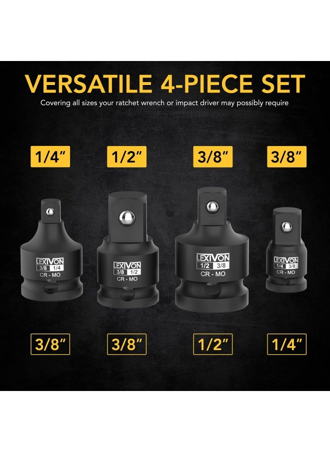Generic - Lexivon  Schlagschrauber Adapter 4 Teiliger Satz 1 2 Auf 3 8 1 4 Auf 3 8 3 8 Auf 1 4 3 8 Auf 1 2 Umbauten Adapter-Satz Passend F R Drehmomentschl Ssel Bohrer Ratsche Lx-112 - Image 1