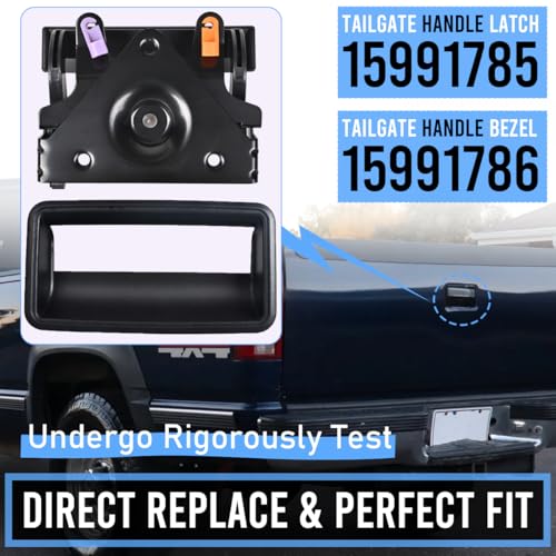 EKLN Rear Tailgate Handle Latch and Trim Bezel Exterior Door Handle Fit for 1988-2000 Chevy GMC C1500 C2500 C3500 K1500 K2500 K3500 Pickup Truck Replacement OE# 15991785 15991786 77077 76105 - Image 2
