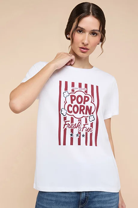 R&B Printed T-Shirt with Crew Neck and Short Sleeves
