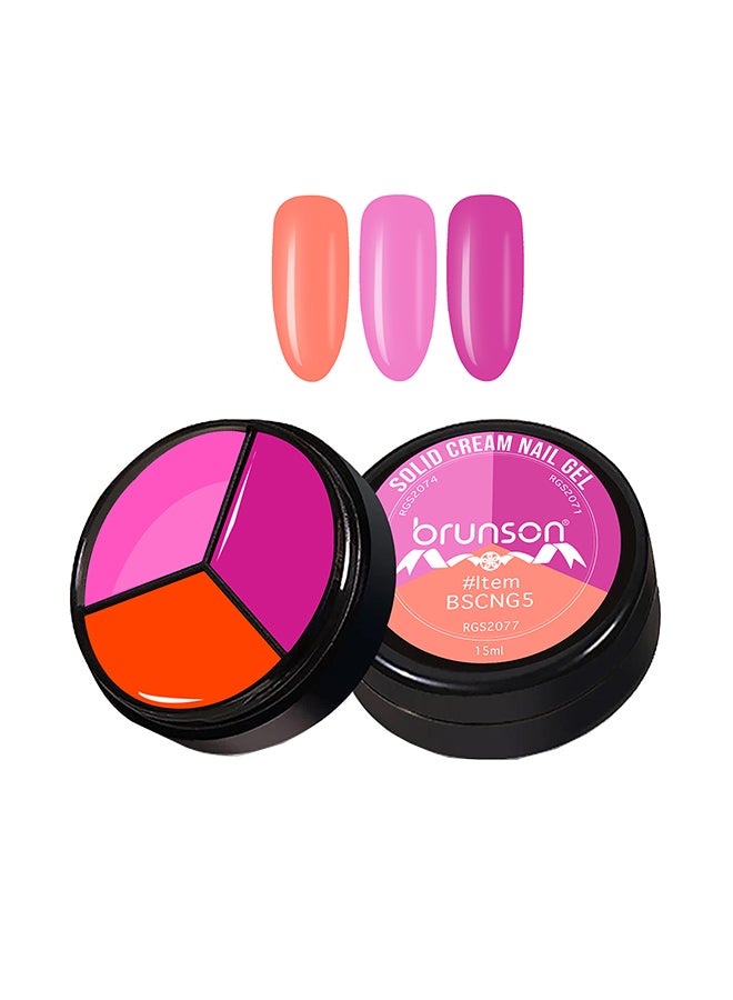 brunson Solid Cream Gel Nail Polish - 3 in 1 Pudding, High Pigmented Mud Nail Art Paint, Suit For Professional Nail Salon, Nail Starter 15 ml, BSCNG1