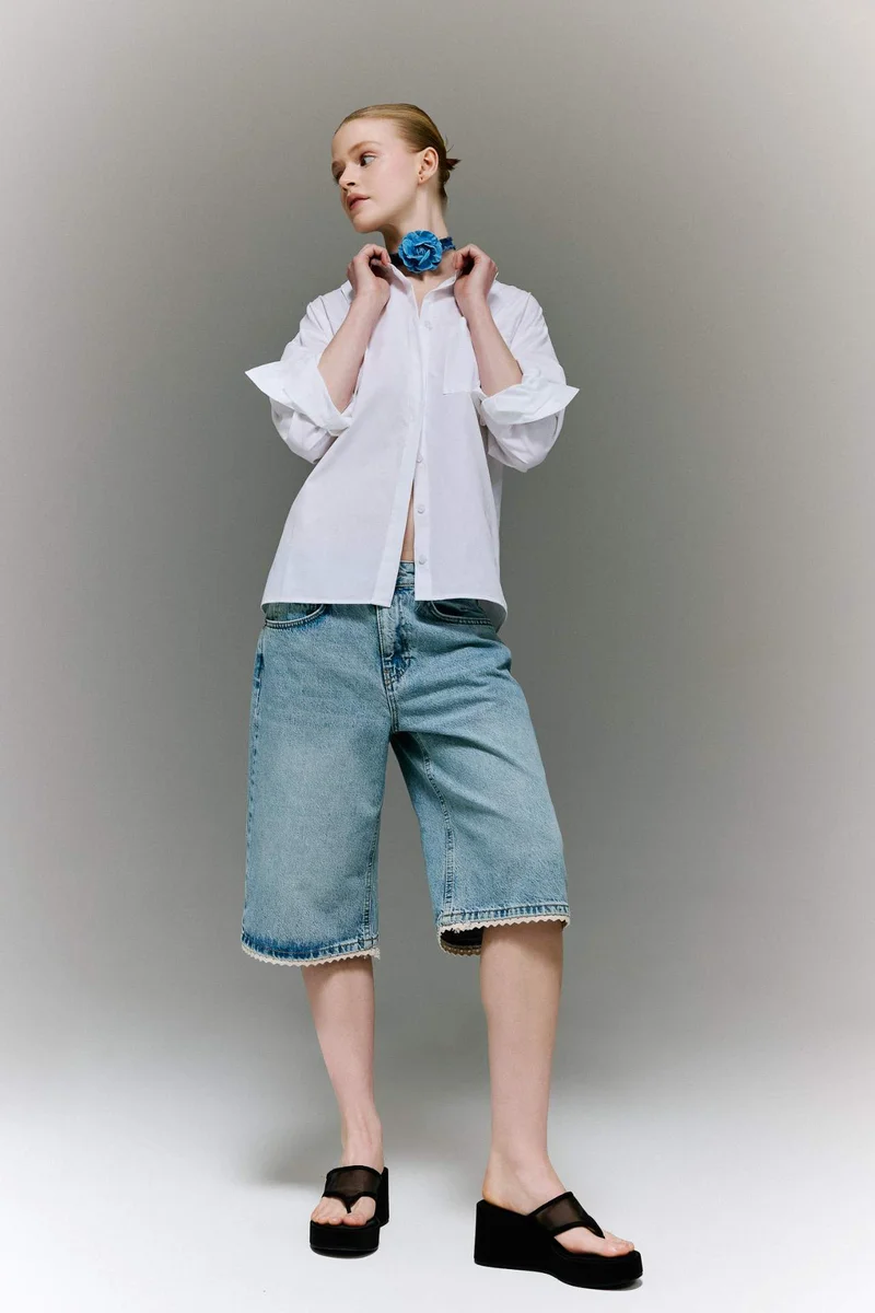 ديفاكتو Poplin Long Sleeve Oversize Shirt