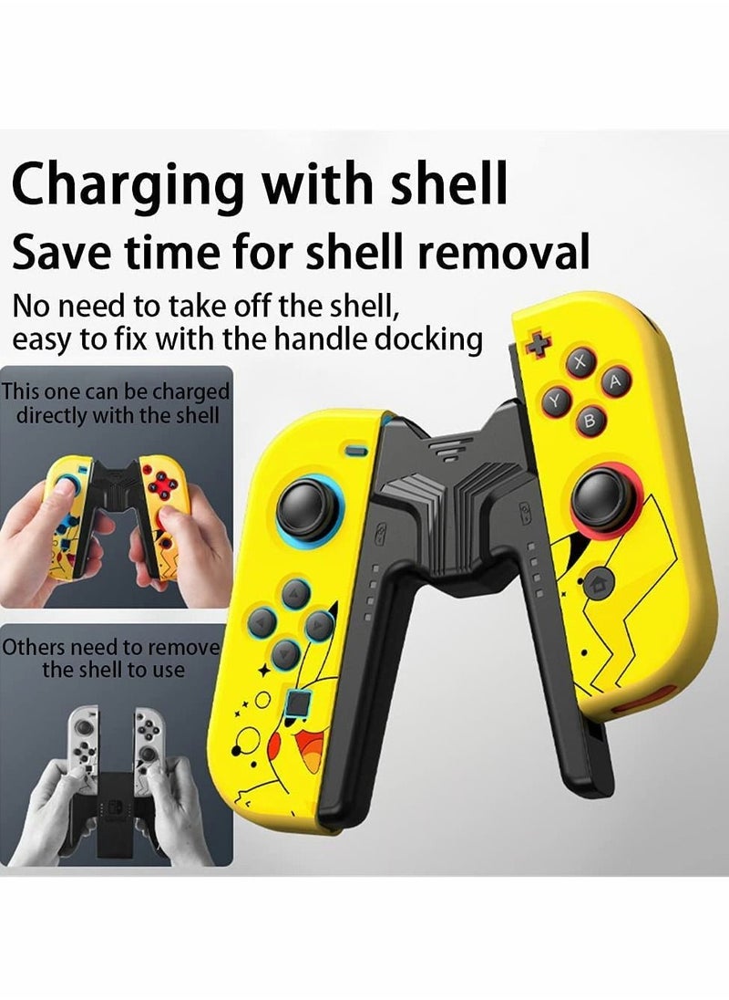Charging Grip Compatible with Switch OLED Controllers, Joy Con Charging Grip, Universal Controller Holder for Switch Joy Con and 3rd Party Joy Pad-Black