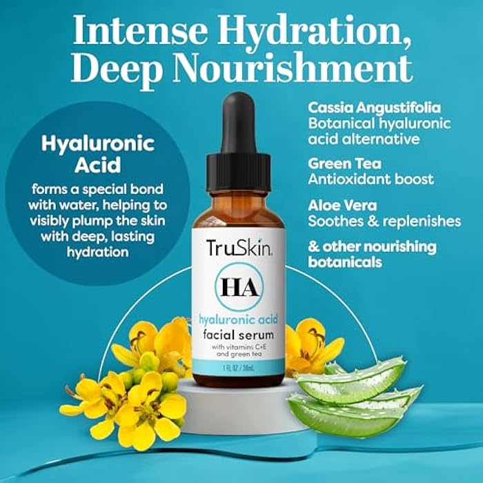 TruSkin Hyaluronic Acid Serum for Face + 7 Ultra Hydrating Ingredients – Best Face Serum for Moisturizing, Visibly Plumping Skin & Smoothing the Look of Fine Lines, 1 fl oz - Image 2