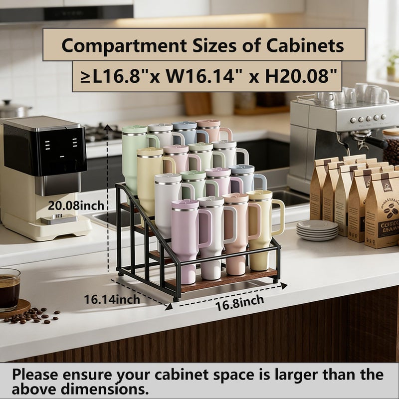 MOJOHAND 4-Tier Stanley Tumbler Organizer, Holds 16 Stanley 40 oz Tumblers & Water Bottlesï¼ŒFits All Kinds of Bottles, Organizes Pantry, Kitchen, or as a Wine Rack - Image 3