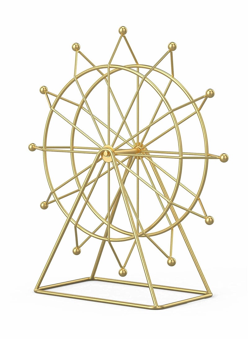 Captaintech Ferris Wheel Gold Accent -Tabletop Small Figurines-Home Décor Accents-Living Room Bookshelf Decorations Object-Modern Gold Metal Sculptures - Image 1